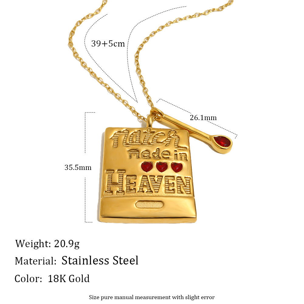 Luxury 18K Gold Plated Square Geometric Stainless Steel Pendant Necklace for Women