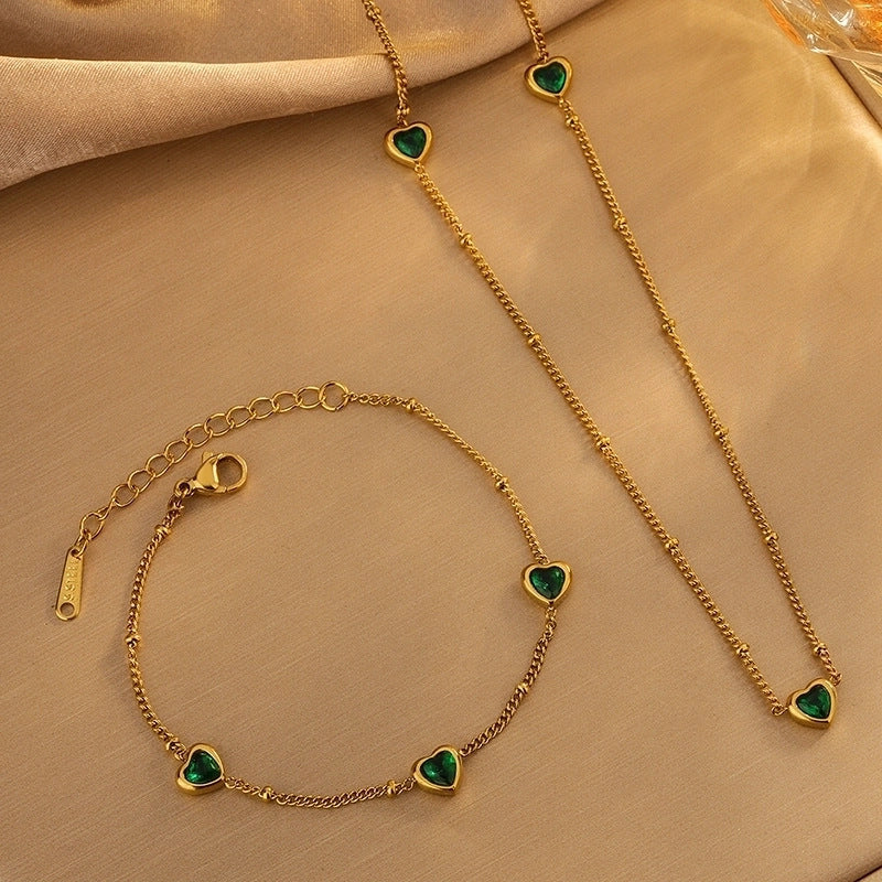 Set di orecchini e collana con ciondolo a goccia in acrilico a forma di cuore placcato in acciaio inossidabile, minimalista ed elegante, con catena a cavo