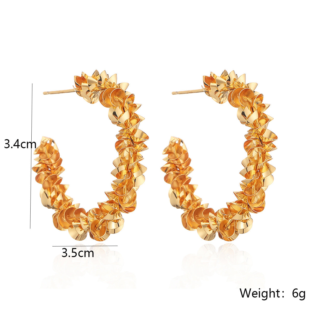 Geometric Irregular Shape Copper Earrings with Gold Plating for Women, Fashionable and Versatile Everyday Earrings