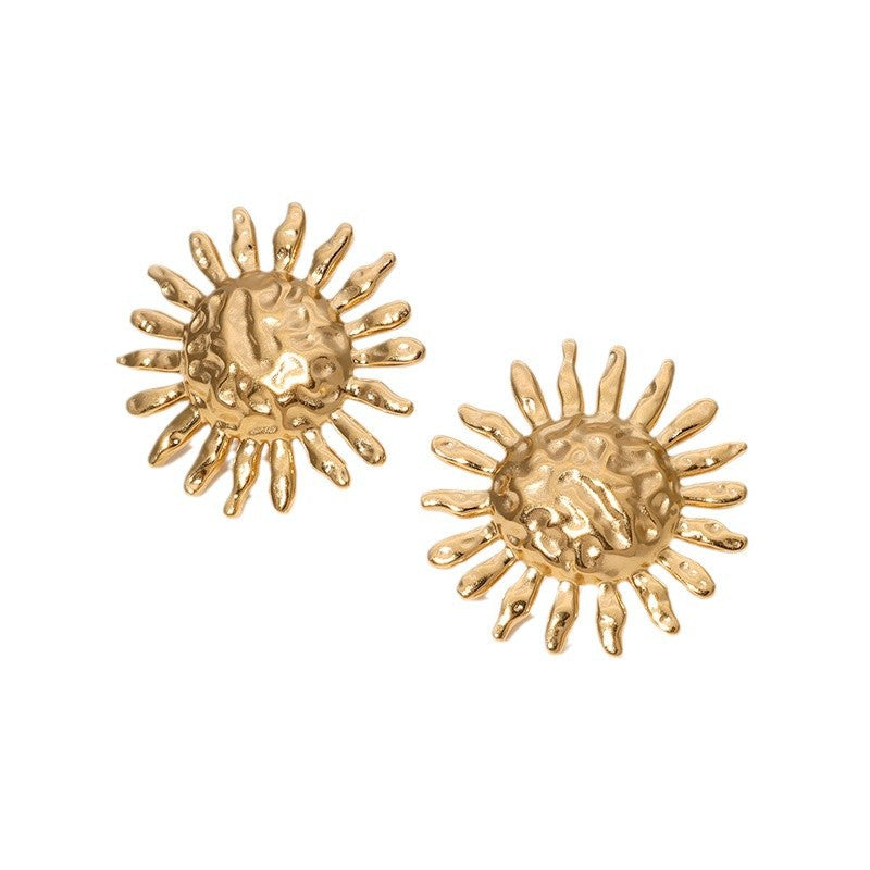 Orecchini Girasole Minimalisti da Donna in Acciaio Inossidabile con Finitura Placcata