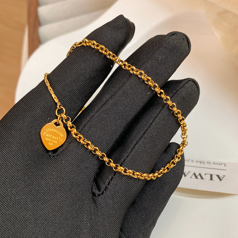 Minimalist Heart Plated Titanium Steel Bracelet