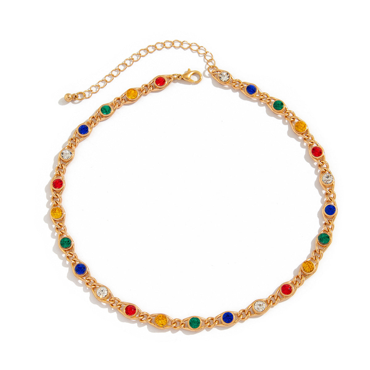 Collar con colgante de diamantes de imitación geométrico, dulce y atrevido, minimalista para mujer, con dije de aleación chapado y cadena entrelazada