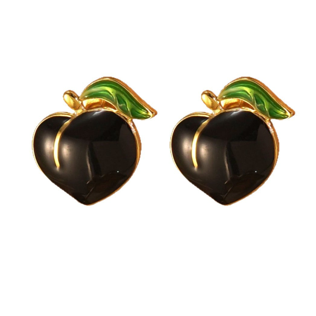 Sweet Drip Oil Stainless Steel Peach Earrings