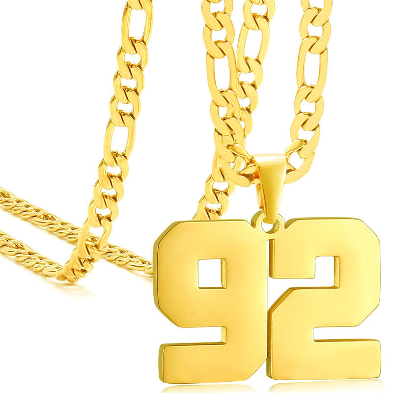 Minimalist Numeric Pendant Necklace for Men and Women Stainless Steel Chain with Polished Titanium Steel Charm