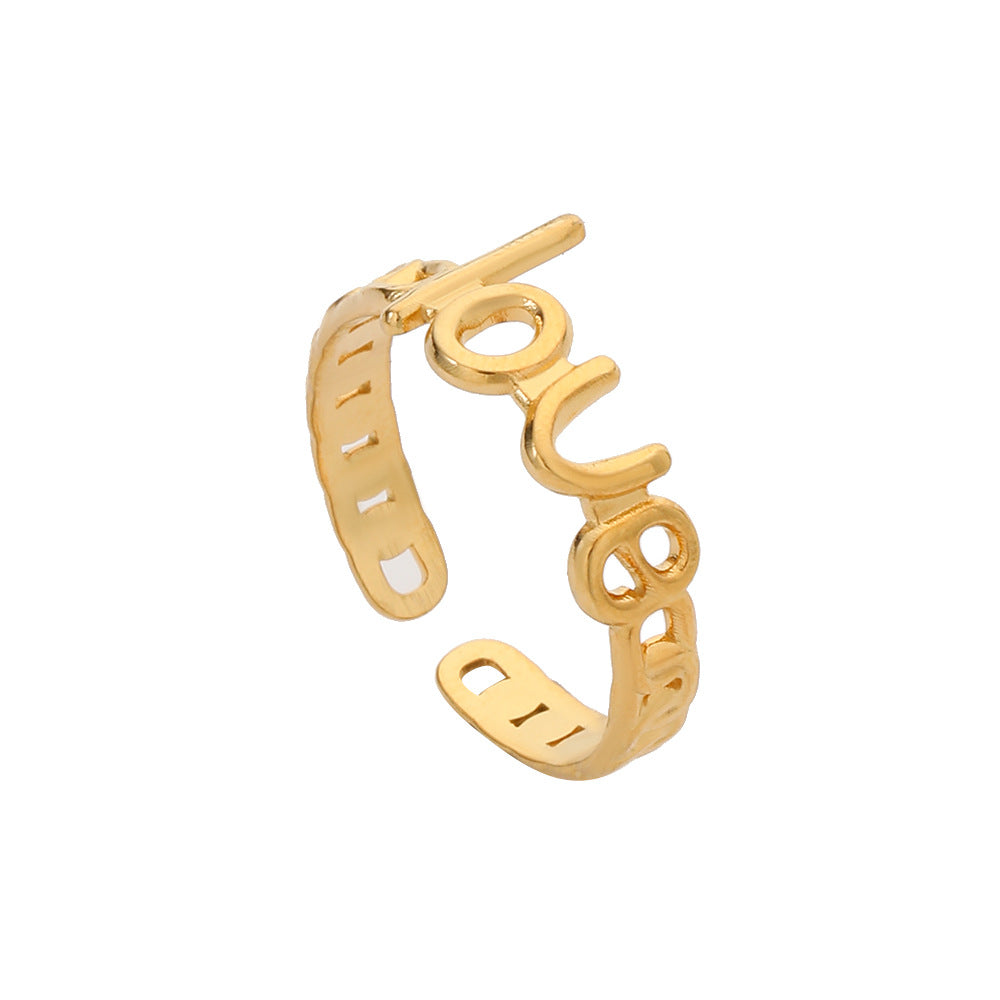 Geometric Plated Stainless Steel Ring Unisex