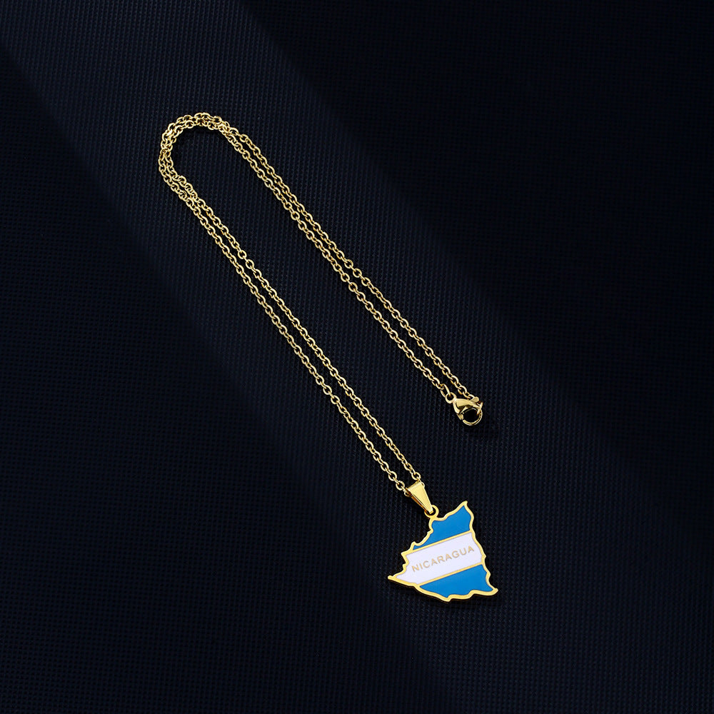 Collar con colgante de esmalte geométrico vintage de acero de titanio con cadena tipo O para unisex
