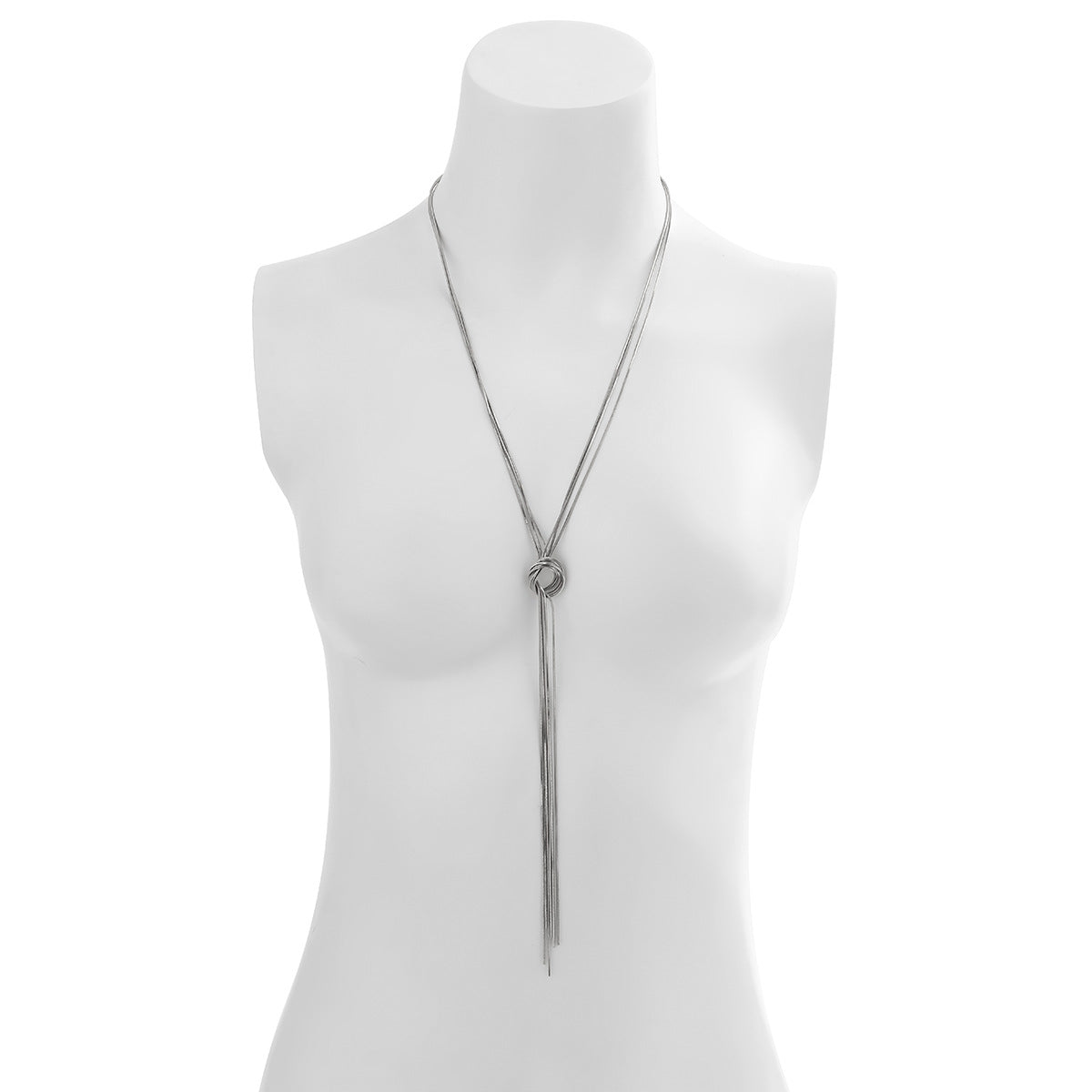 Collana Pendente Geometrica Minimalista da Donna con Catena a Serpente Placcata e Dettaglio Nappa