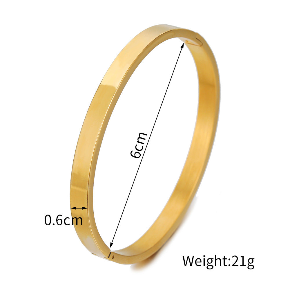 Minimalist 18K Gold Plated Geometric Round Titanium Steel Bracelet for Unisex