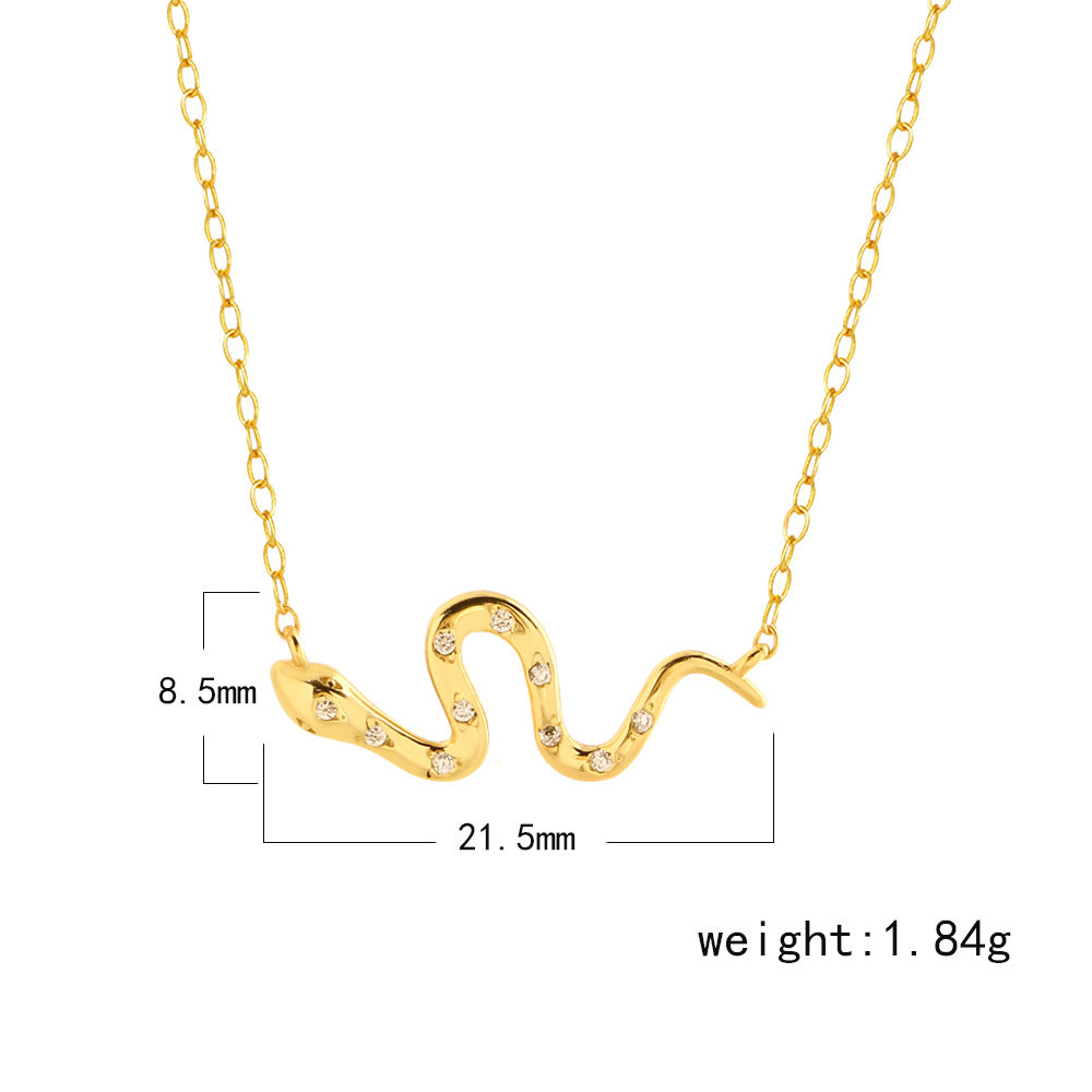 Collar de lujo con dije de diamante chapado en forma de serpiente de plata de ley 925 con cadena de eslabones para mujer