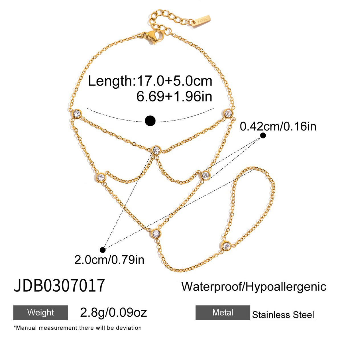 Minimalist Geometric Round Stainless Steel Plated Link Bracelet for Women