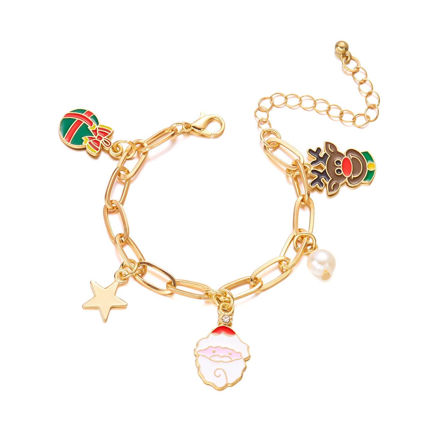 Set collana e orecchini a pendente con albero di Natale vintage a forma di fiocco di neve e Babbo Natale in lega di zinco con finitura placcata per donna