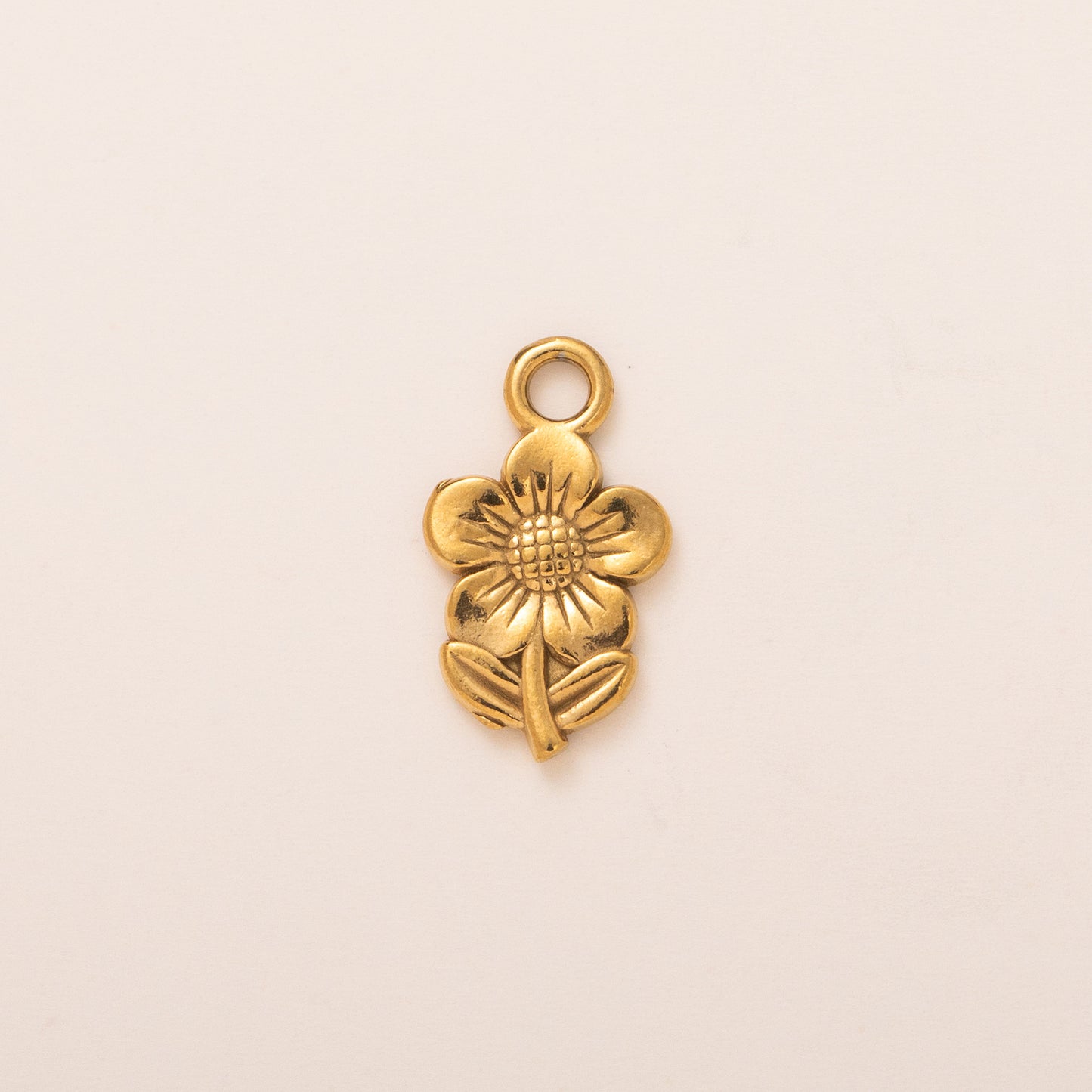 Vintage 18K Gold Plated Stainless Steel Plant Pendant Charm Bar with Adjustable Chain