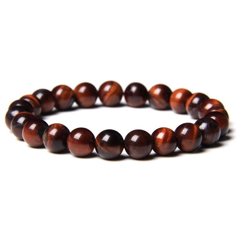 Natural Volcanic Stone and Agate Beaded Bracelet Geometric Round Unisex Fashion Jewelry