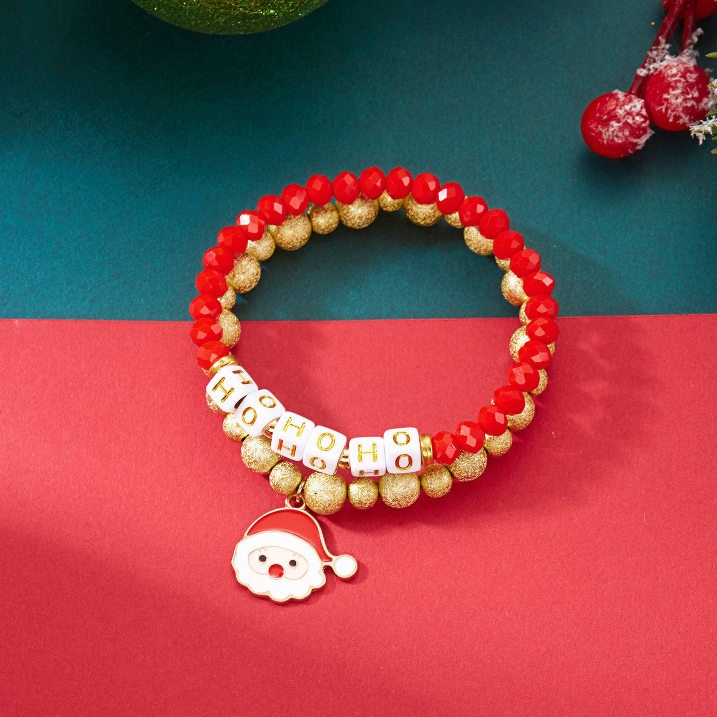 Christmas-Themed Cartoon Character Bracelet with Zinc Alloy Base, Rhinestone Snowflake and Santa Pendant, Handcrafted Fashion Accessory for Women and Men