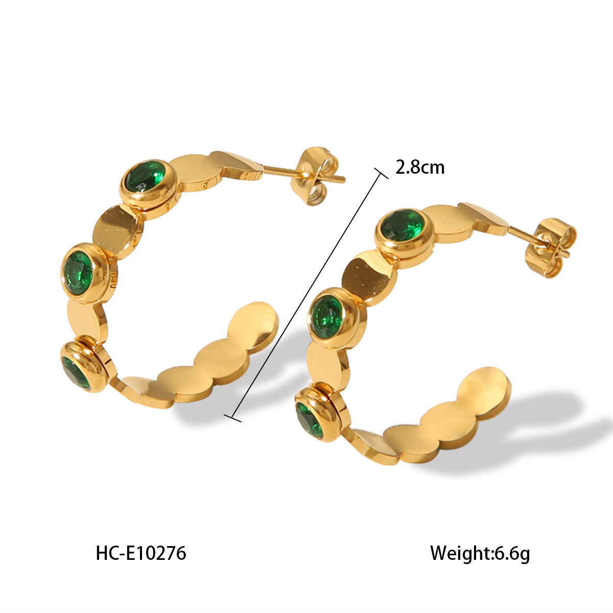 Orecchini a cerchio da donna alla moda geometrici placcati oro 18 carati in acciaio inossidabile con intarsi in strass