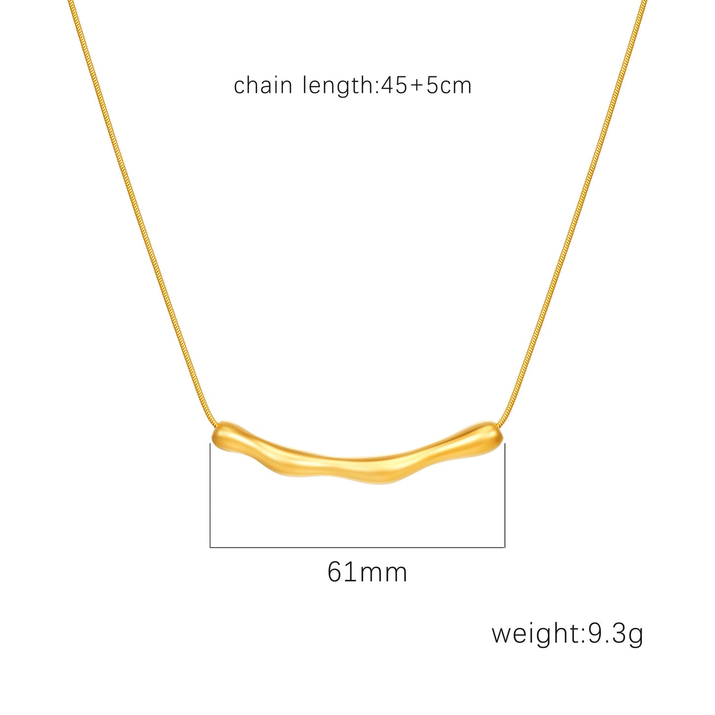 Minimalist Geometric Stainless Steel Plated Necklace with Snake Chain for Women