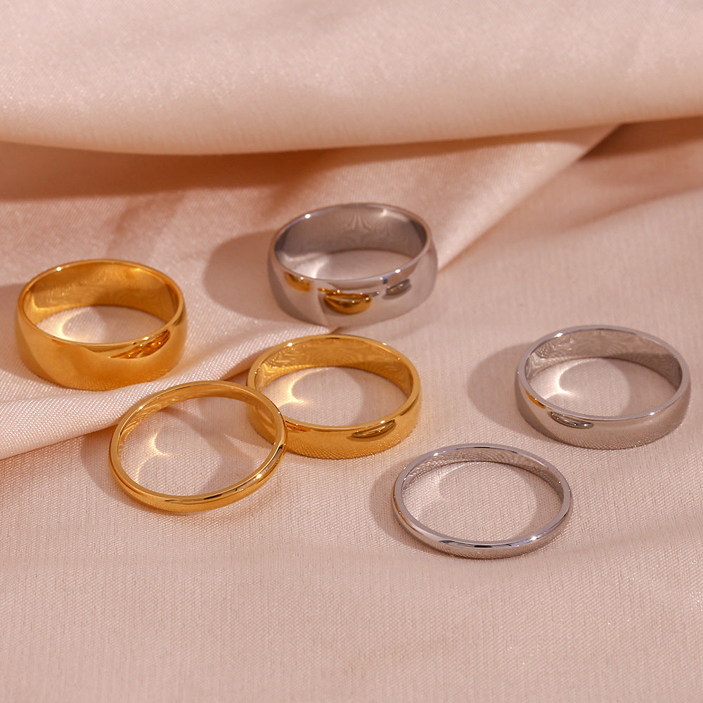 Minimalist Geometric Stainless Steel Ring with 18K Gold Plating for Women