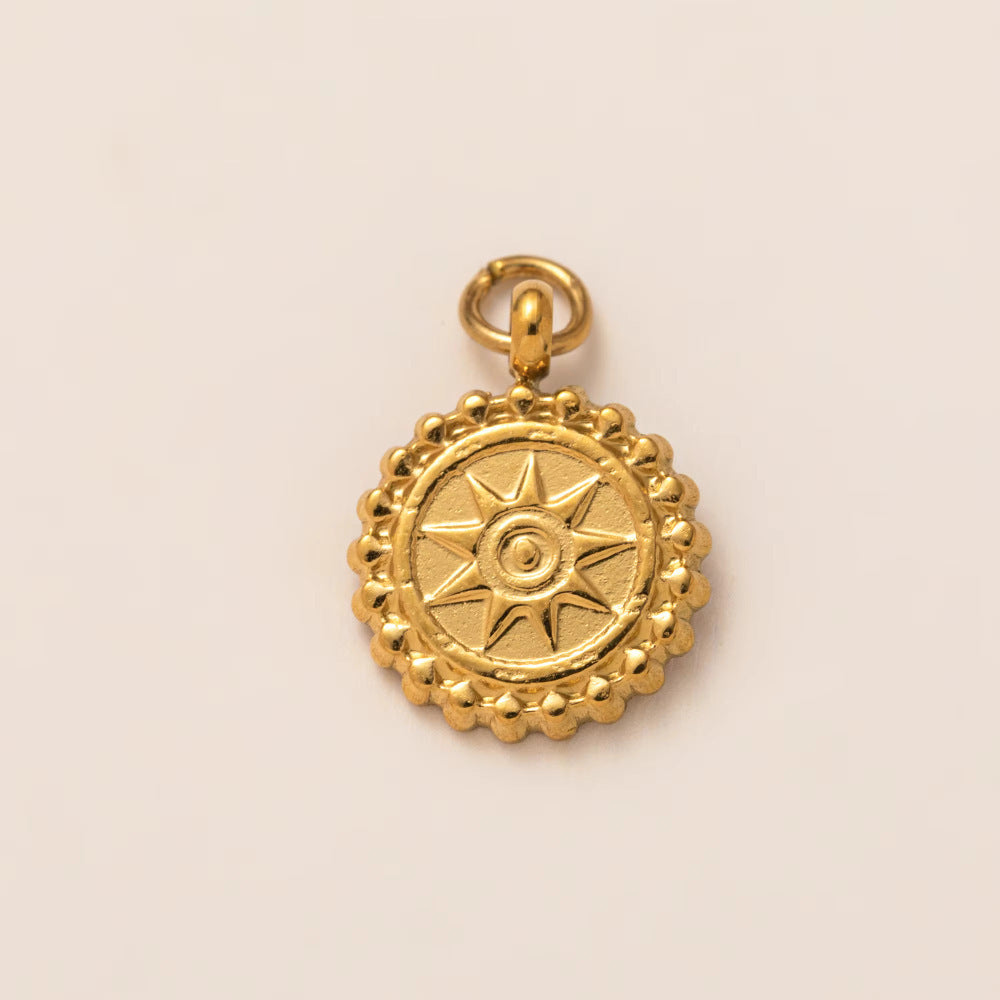 Sweet Titanium Steel PVD Star Moon Geometric Pendant Necklace