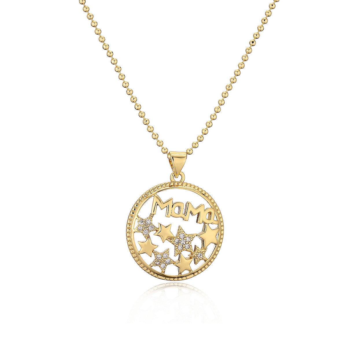 Minimalist Star and Heart Shaped Copper Pendant Necklace with Real Gold Plating and Zircon Inlay for Women
