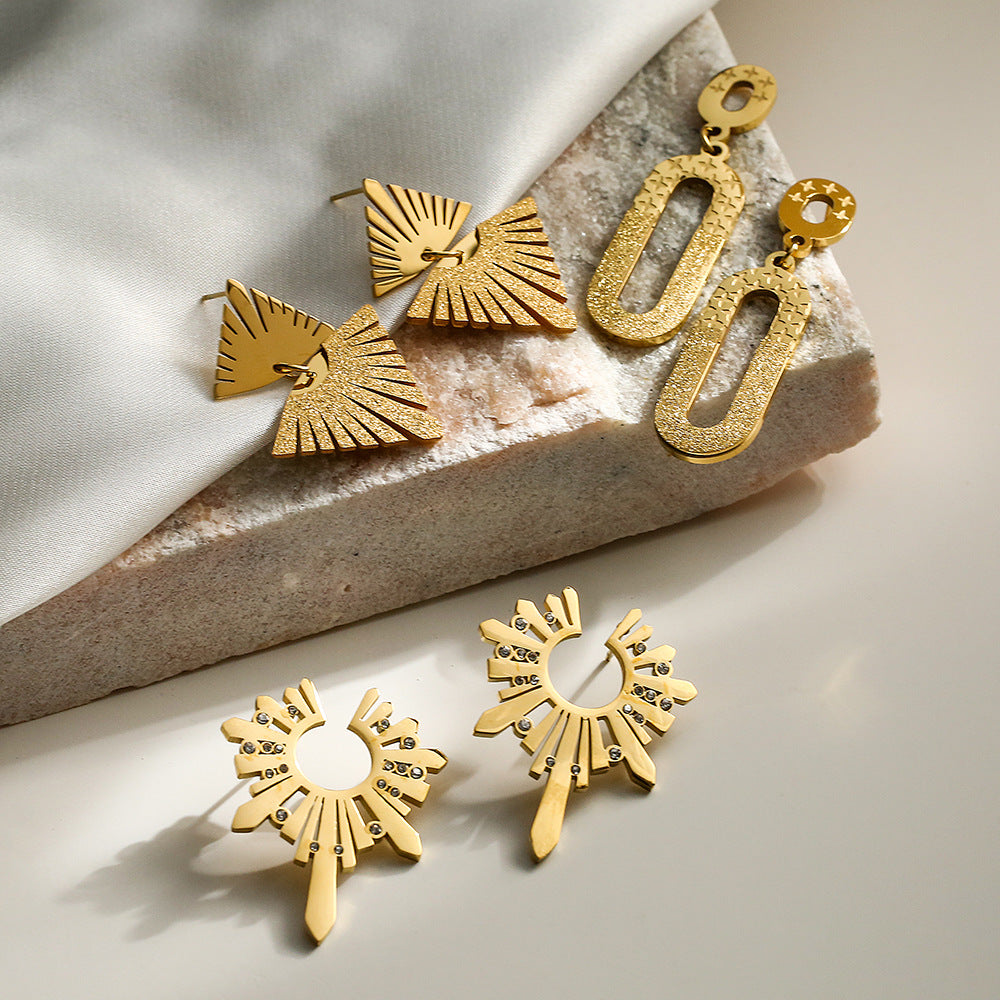 Minimalist Irregular Geometric Titanium Steel Earrings for Women with Luxury Aesthetic and Fashion-Forward Design