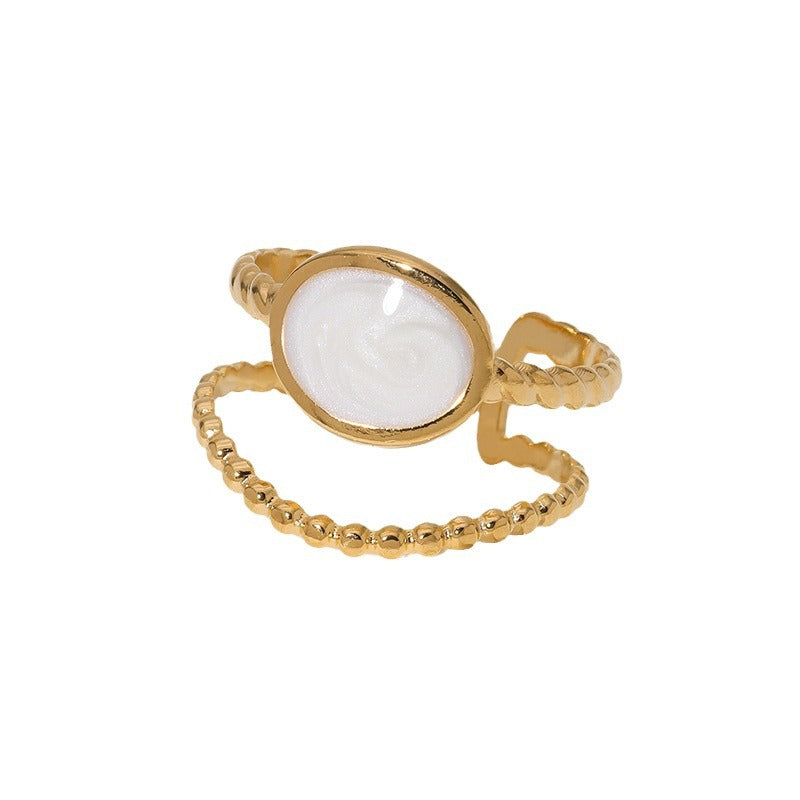 Anello Aperto Minimalista Geometrico da Donna in Acciaio Inossidabile con Finitura Placcata, Accessorio Moda Elegante e Versatile