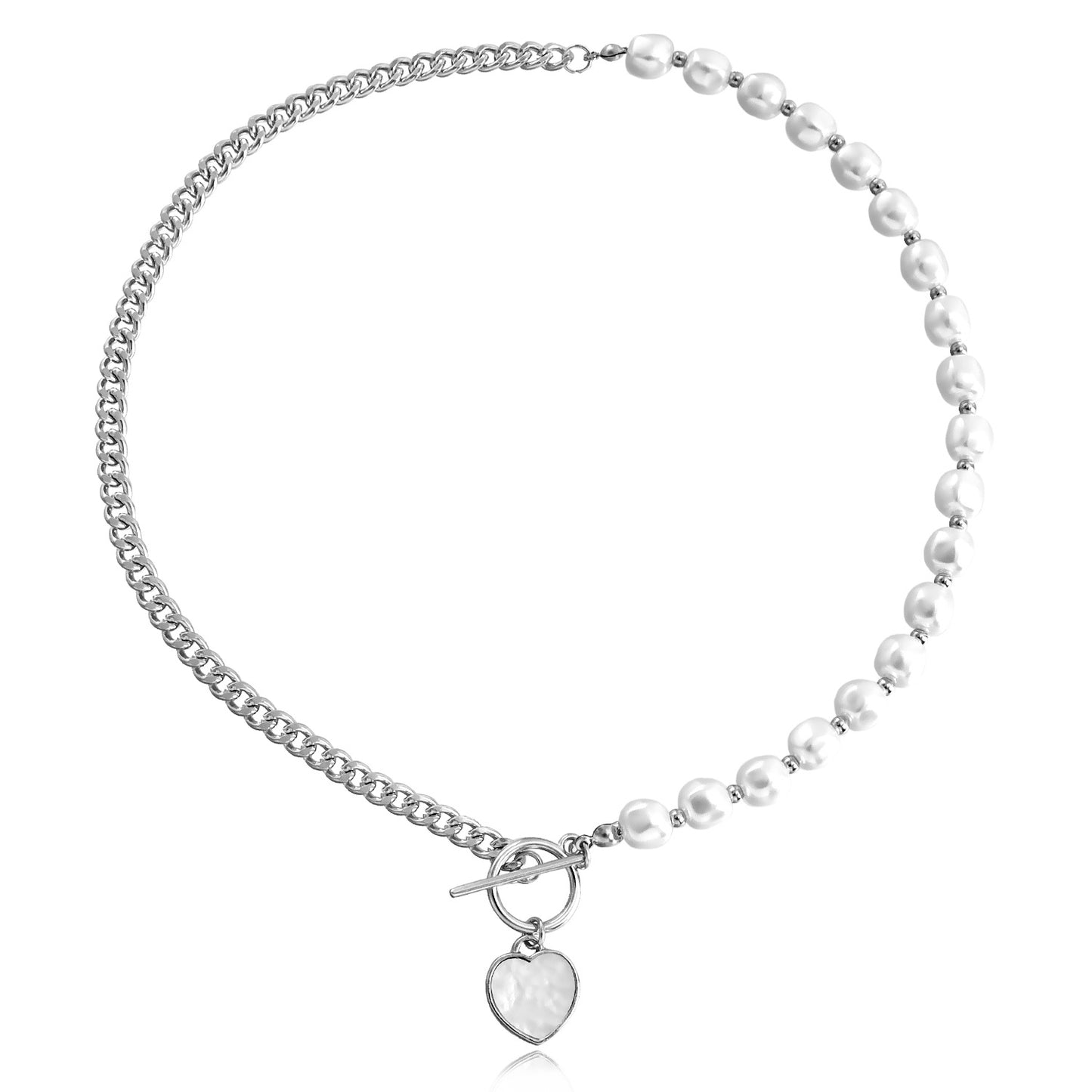 Punk Style Geometric Mother-of-Pearl Pendant Necklace for Women Alloy Chain with Plating Finish