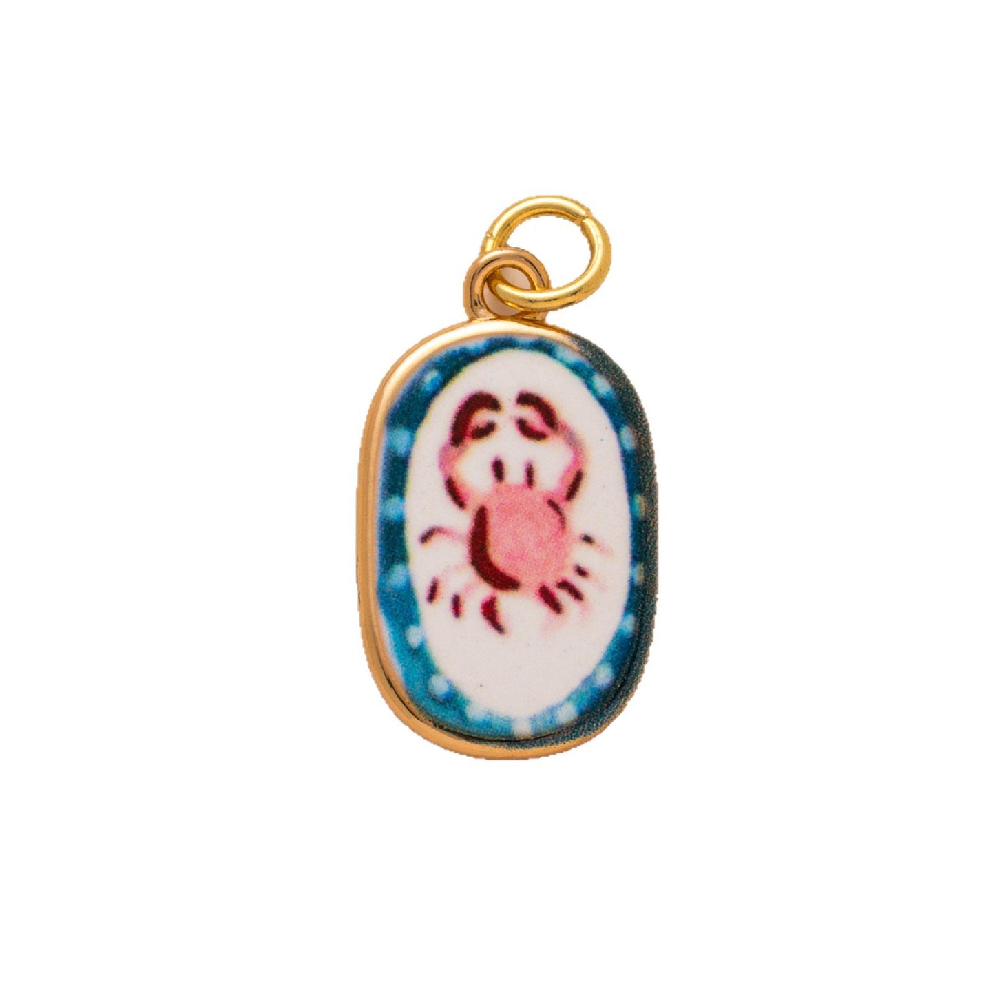 Vintage Floral Brass Plated Pendant Necklace with Strawberry Cherry Snail Fish Charms