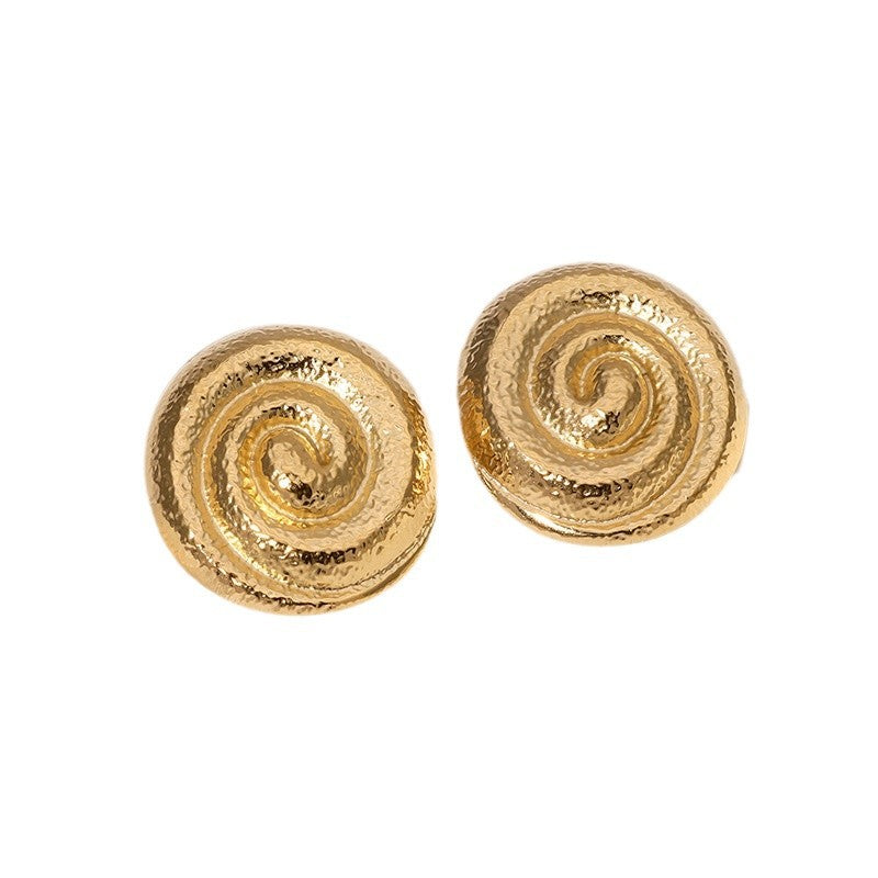 Orecchini a spirale geometrici minimalisti da donna in acciaio inossidabile placcato oro con design a linee pulite