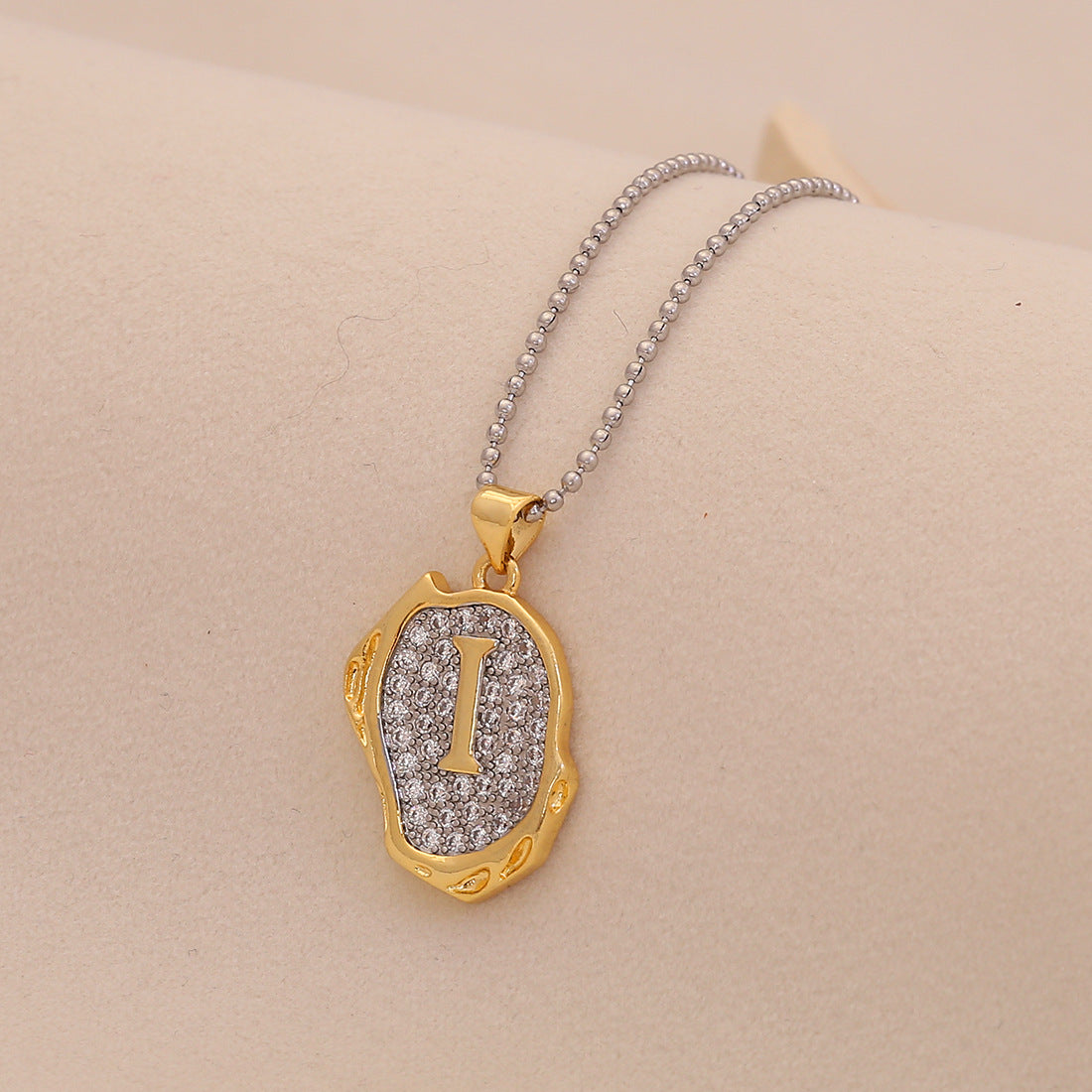 Retro Letter Pendant Necklace for Women in Brass with Minimalist Elegant Locket Style