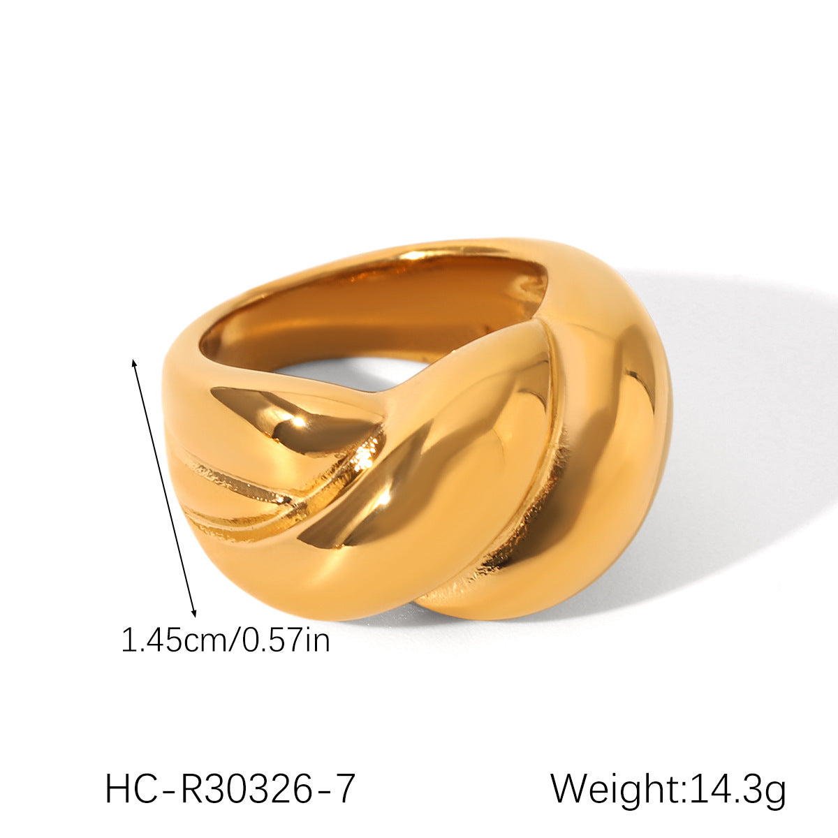 Ins Style Twisted Stainless Steel Ring with Beaded Detail and Starry Chain Design for Women