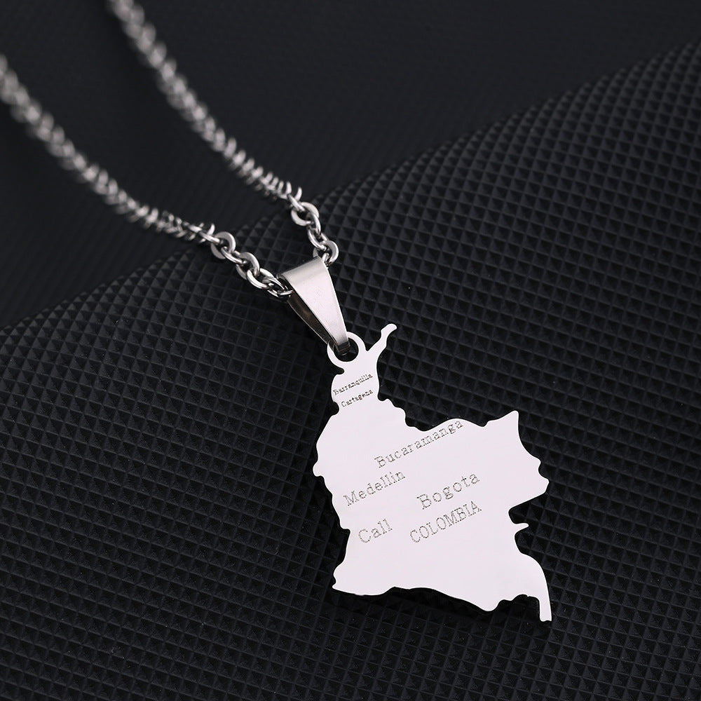Collana con ciondolo geometrico etnico vintage in acciaio inossidabile con finitura placcata e catena O per unisex