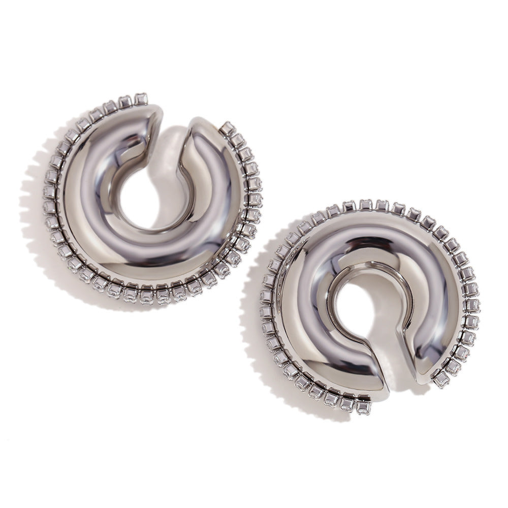 Pendientes de acero inoxidable con forma de triángulo geométrico minimalista y chapado en oro de 18 quilates para mujer