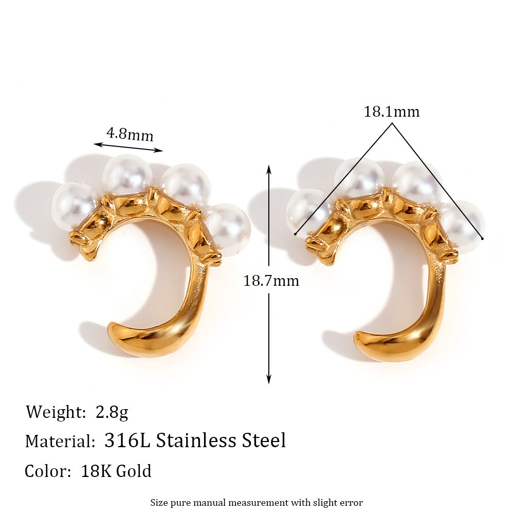 Minimalist Floral-Shaped Stainless Steel Ear Clips with 18K Gold Plating for Women