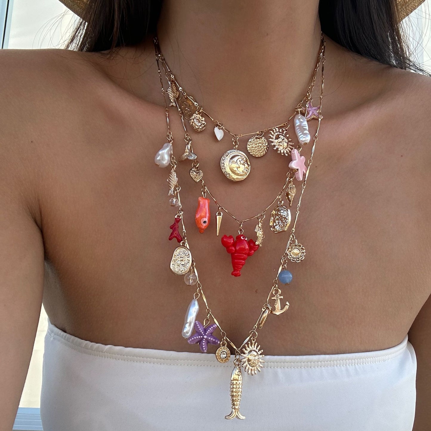 Collana Bohemien Dolce Geometrica Placcata in Lega di Zinco con Ciondolo a Conchiglia per Donna