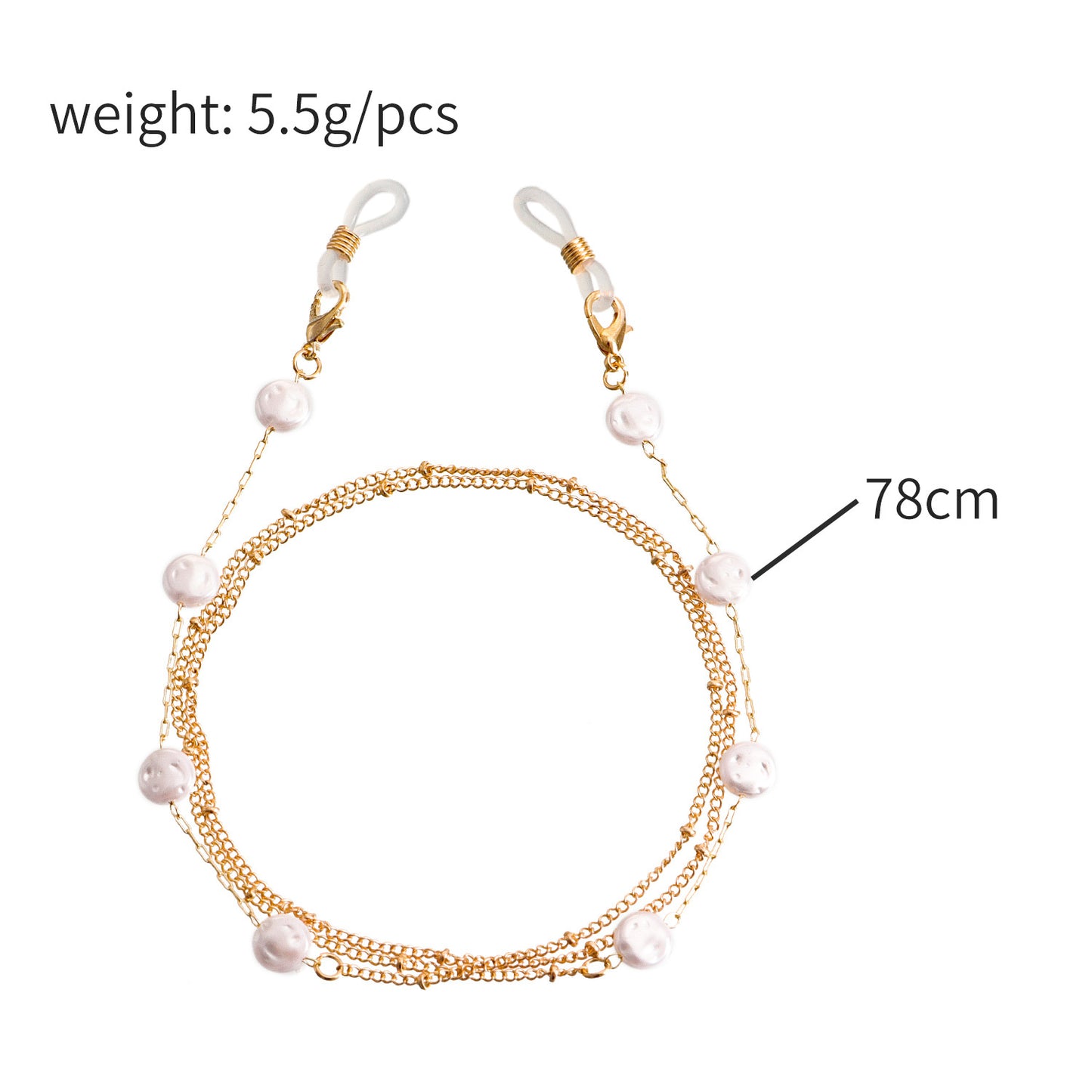 Evil Eye Imitation Pearl Alloy Mask Chain and Eyeglass Chain