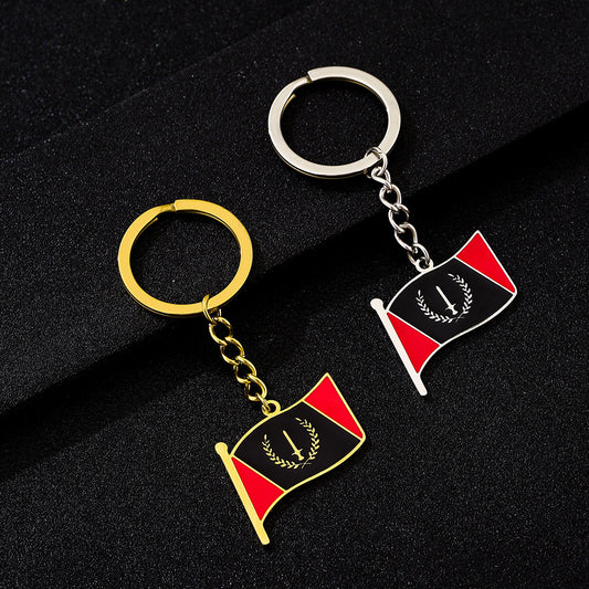 Ethnic Style Keychain Pendant in Titanium Steel with Enamel Finish for Men and Women