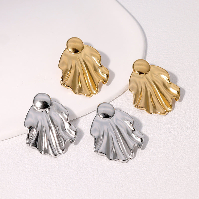 Minimalist Stainless Steel Earrings with Plated Finish for Women Retro Chic Fashion Ear Studs