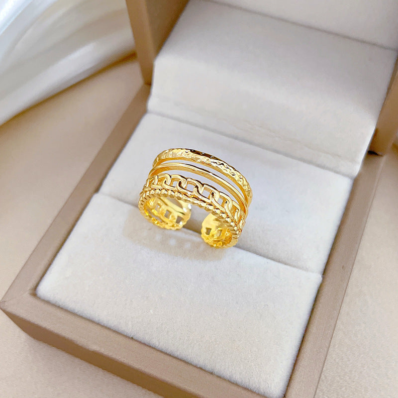 Minimalist Sweet Gold Plated Brass Crown Ring Adjustable Open Band for Women Couples