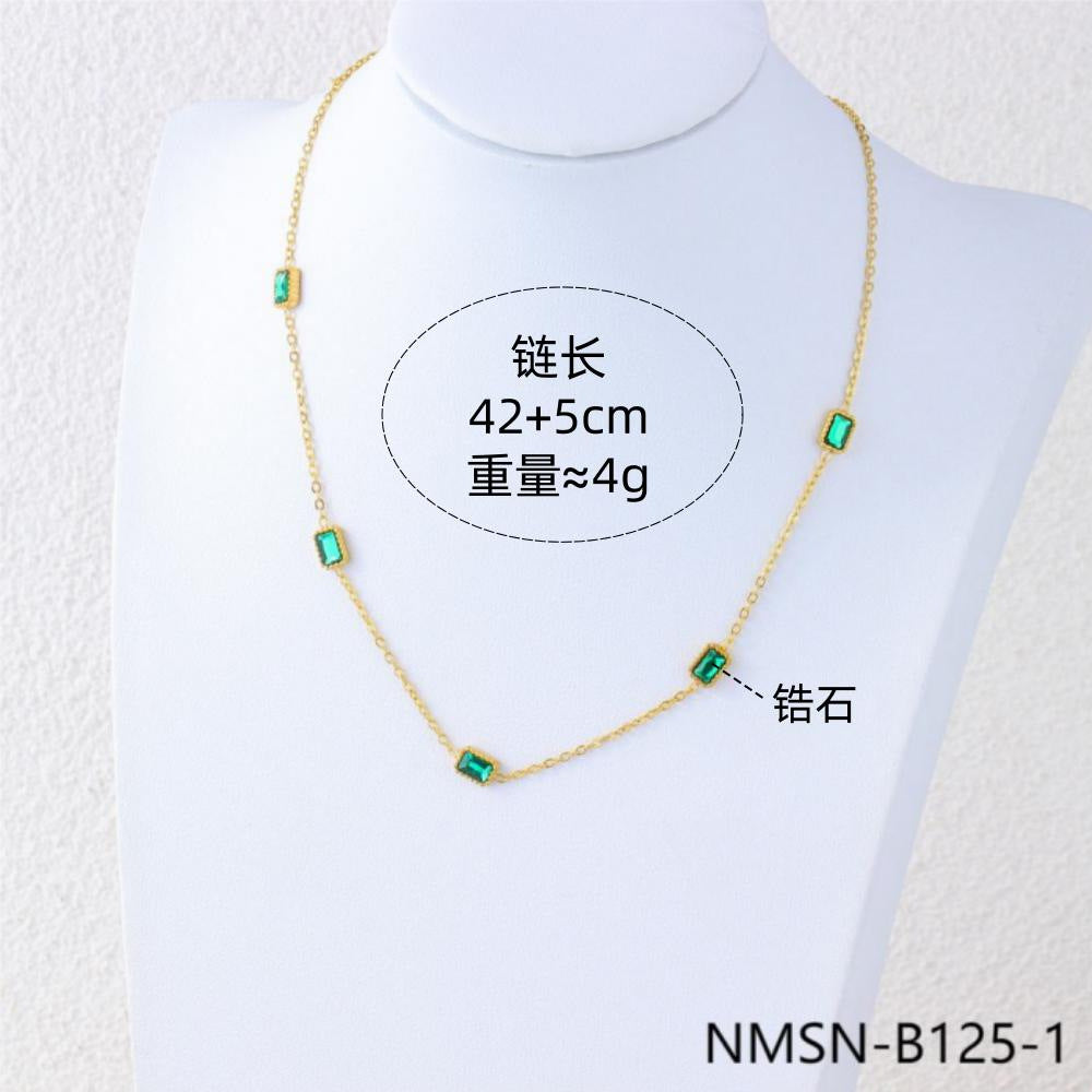 Collana minimalista geometrica da donna in acciaio al titanio con placcatura in oro e zirconi colorati