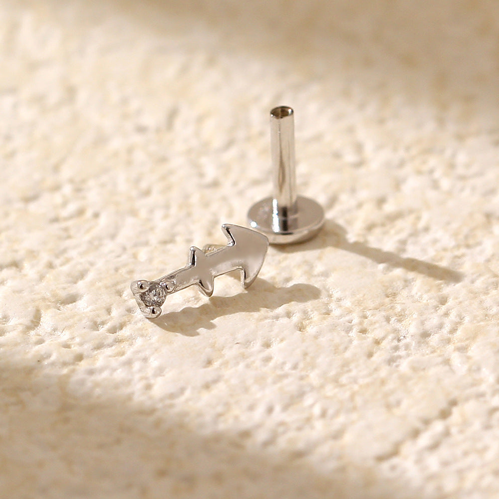Minimalist S925 Sterling Silver Zodiac Flat Back Cartilage Earrings for Unisex