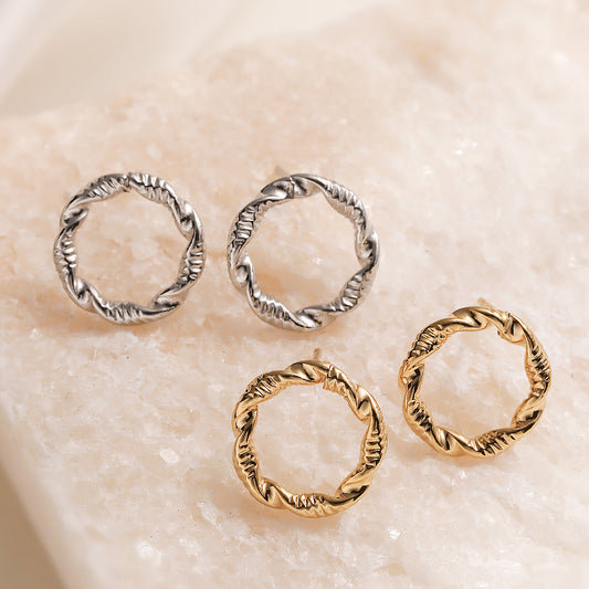 Minimalist Geometric 18K Gold Plated Stainless Steel Stud Earrings for Women
