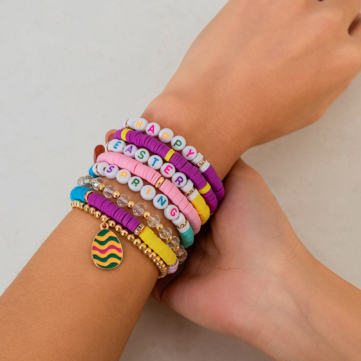 Set di braccialetti in lega con forme geometriche e animali, stile minimalista, con motivo a cuore, elettroplaccati per donne, regalo di Pasqua