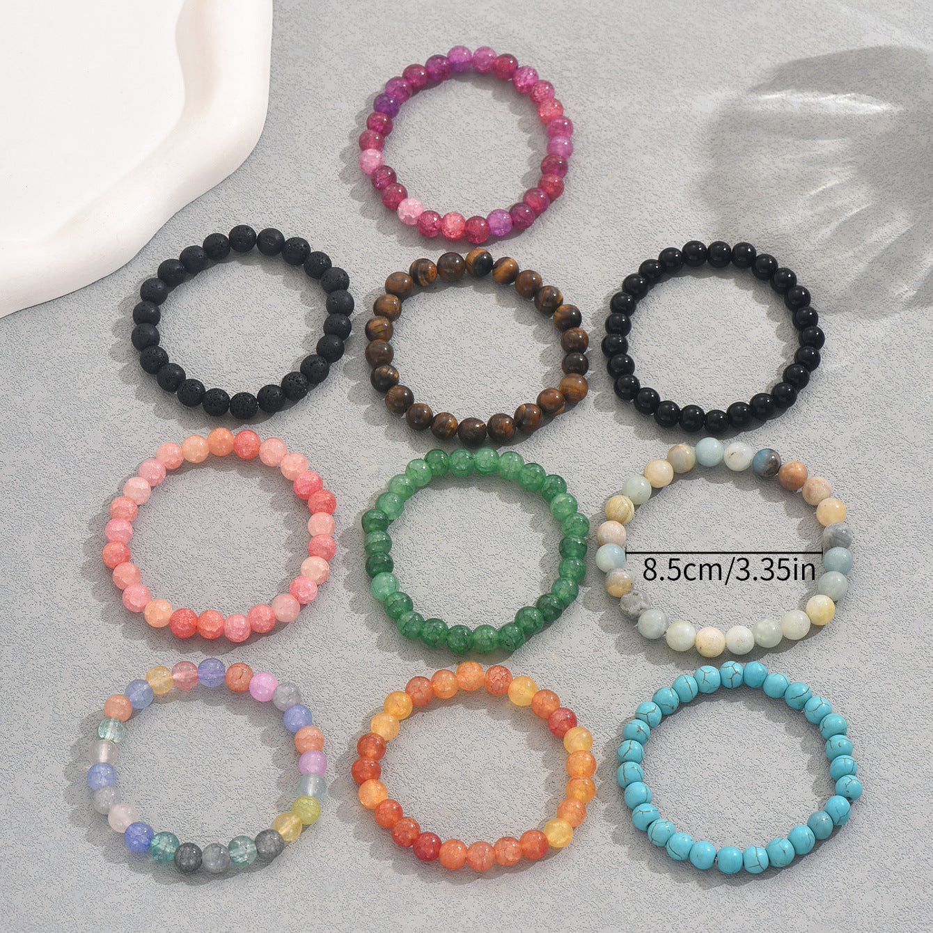 Geometric Fashion OL Women's Beaded Bracelet Set with Natural Stones Handcrafted for Versatile Styling