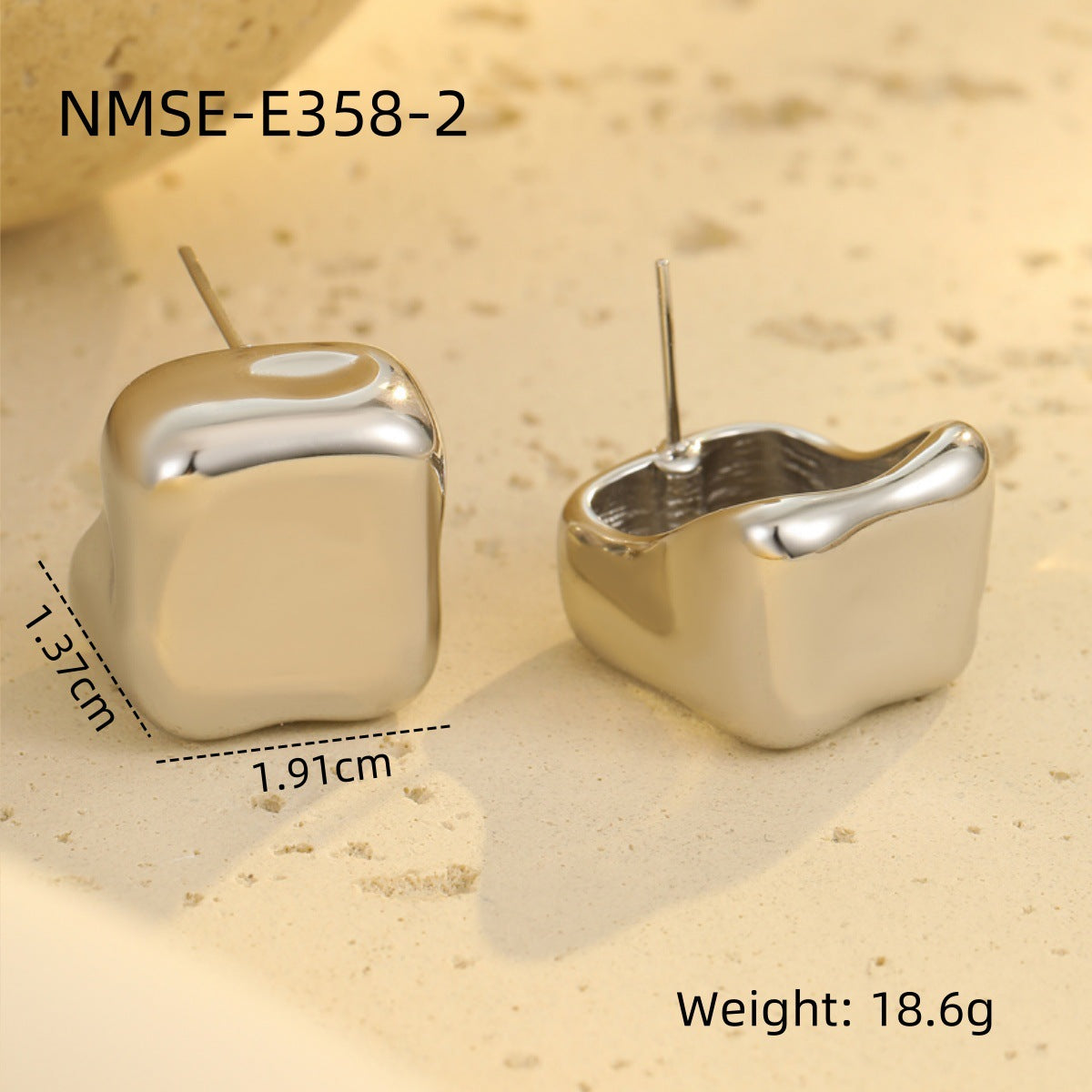 Pendientes minimalistas de acero inoxidable con geometría irregular de estilo francés y acabado galvanizado para mujer