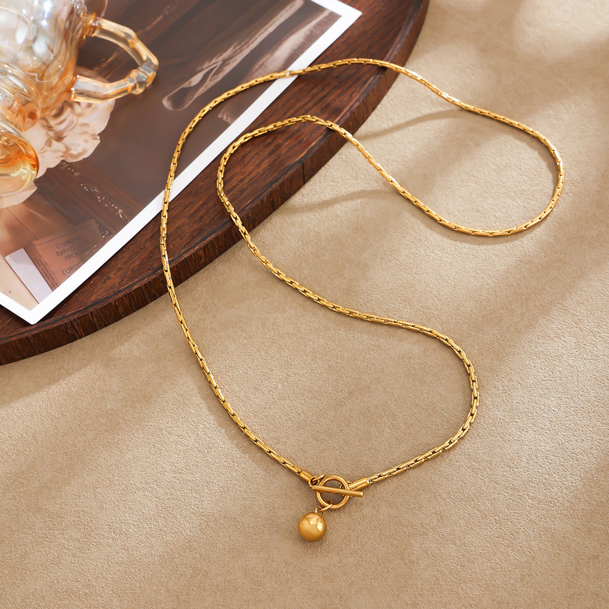 Hip-hop Minimalist Geometric Stainless Steel Pendant Necklace with 18K Gold Plated Chain OT Clasp for Women