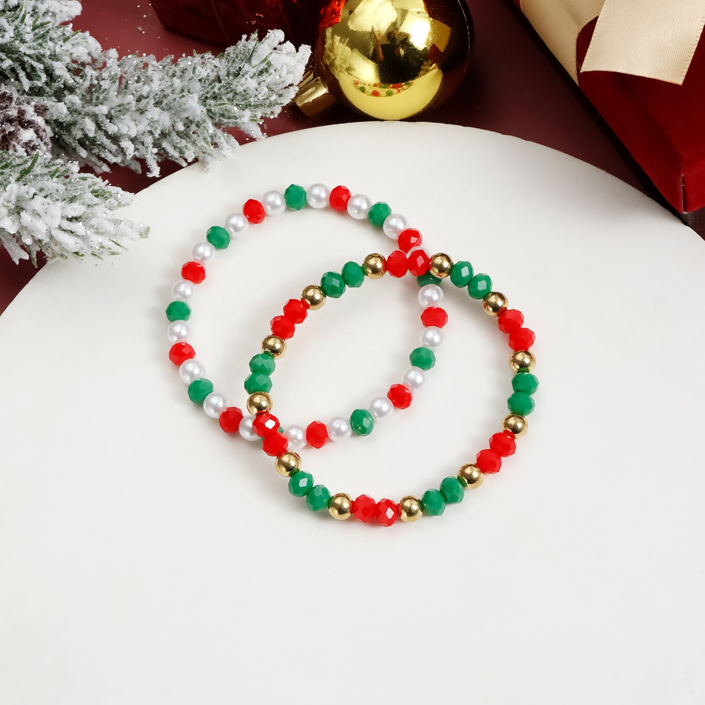 Juego de pulseras elásticas color block creativas con cascabeles metálicos para mujer, diseño geométrico, joyería de cuerda galvanizada