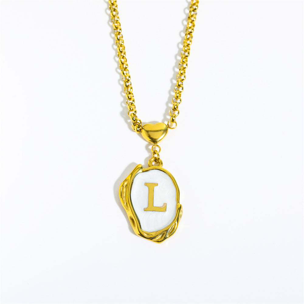 Collana Minimalista in Acciaio Inossidabile a Forma di Lettera con Placcatura in Oro 18K e Catena a O per Uomo e Donna