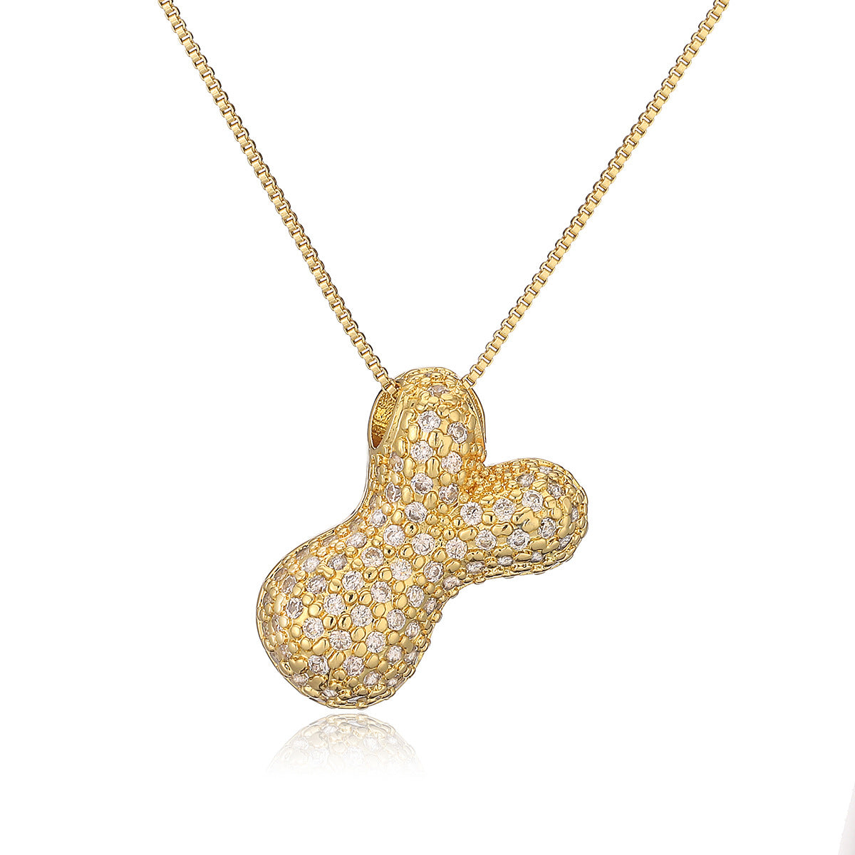 Collana a forma di lettera minimalista in rame placcato oro vero da donna