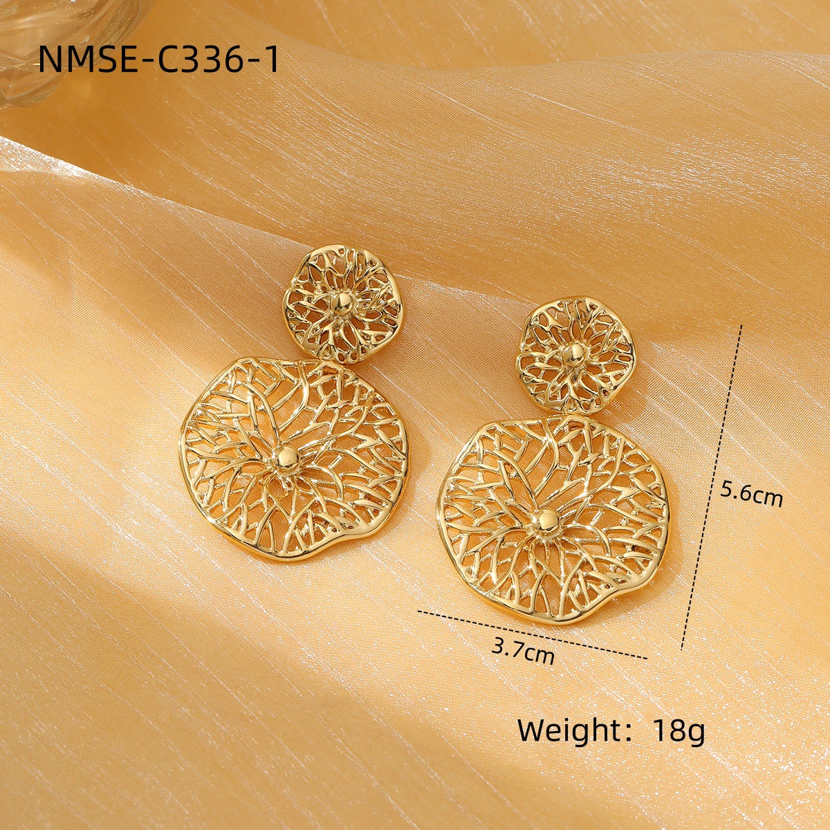 Pendientes de acero inoxidable circulares irregulares minimalistas con diseño hueco y acabado chapado para mujer