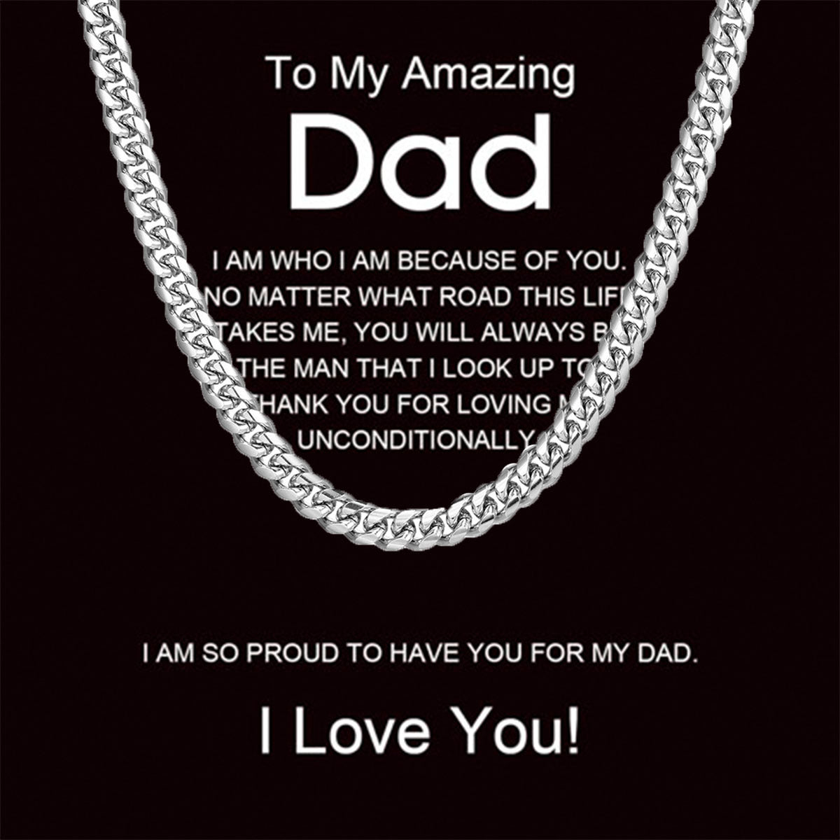 Hip Hop Style U-Shaped Cuban Link Necklace for Men Stainless Steel Plated Zinc Alloy Pendant